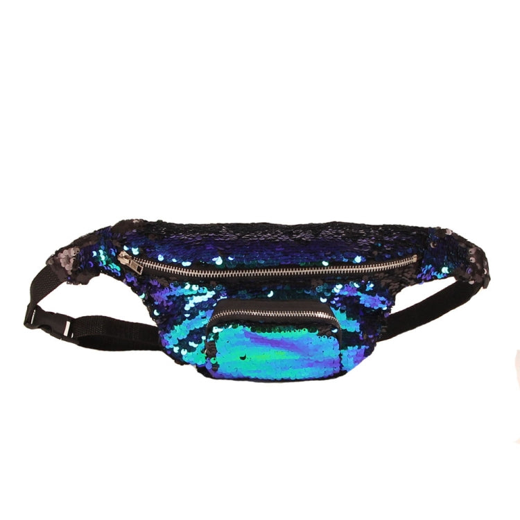 Sequins Waist Bag Double Color Makeup Bag Mermaid Purses Chest Pack Women Girl Travelling Mobile Phone Bag(Lake Blue) by bashfashion