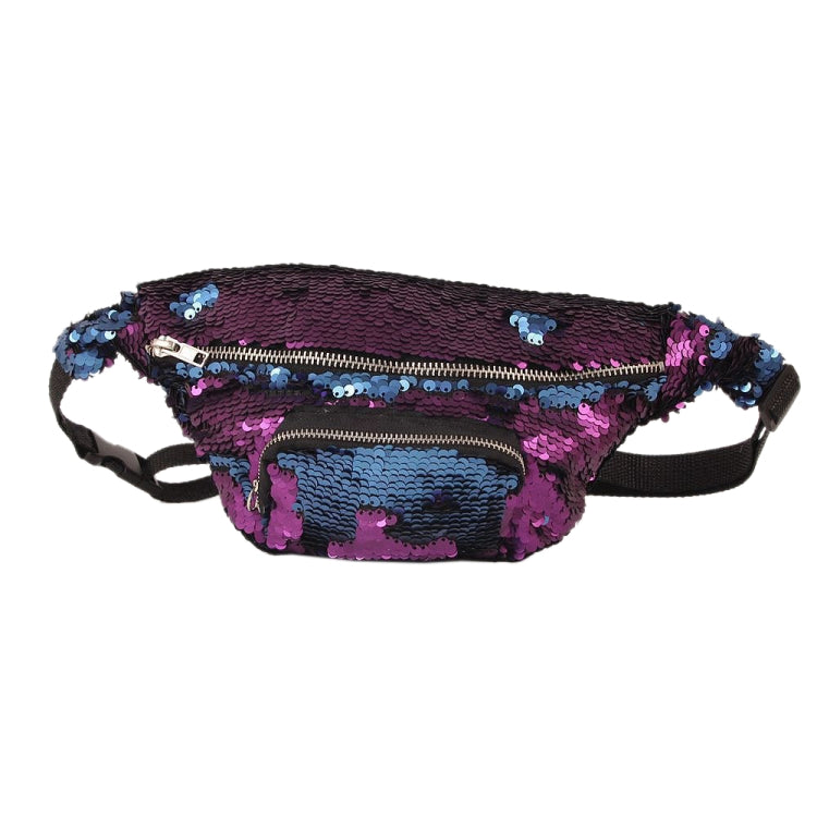 Sequins Waist Bag Double Color Makeup Bag Mermaid Purses Chest Pack Women Girl Travelling Mobile Phone Bag(Purple) by bashfashion