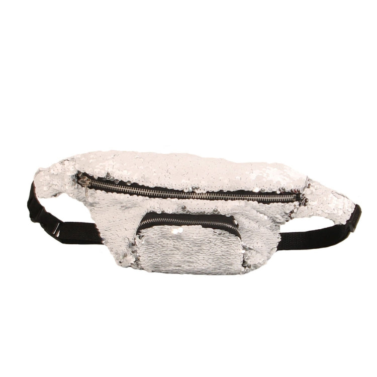 Sequins Waist Bag Double Color Makeup Bag Mermaid Purses Chest Pack Women Girl Travelling Mobile Phone Bag(White) by bashfashion