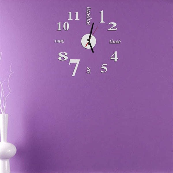 Lovelife WC37130 Acrylic English Digital DIY Stereo Wall Clock Wall Stick Clock (White) by bashfashion