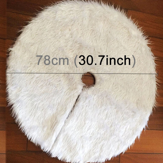 Christmas Tree Plush Skirt White Round Ornament Decoration, Diameter: 78cm(White) by bashfashion