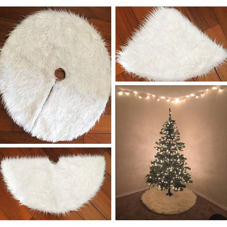 Christmas Tree Plush Skirt White Round Ornament Decoration, Diameter: 90cm by bashfashion