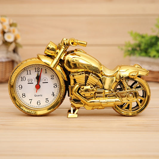 Cartoon Motorcycle Alarm Clock Bedroom Plastic Pointer Alarm Clock, Size: 23*13*6cm(Gold) by bashfashion