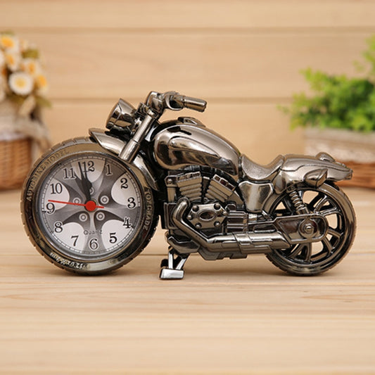 Cartoon Motorcycle Alarm Clock Bedroom Plastic Pointer Alarm Clock, Size: 23*13*6cm(Black) by bashfashion