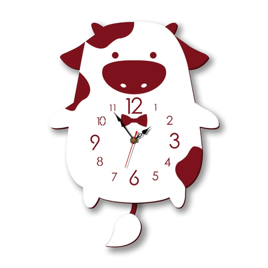 Creative Home Office Bedroom Decoration Cow Swing Acrylic Wall Clock (Red) by bashfashion