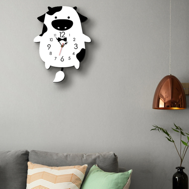 Creative Home Office Bedroom Decoration Cow Swing Acrylic Wall Clock (Red) by bashfashion