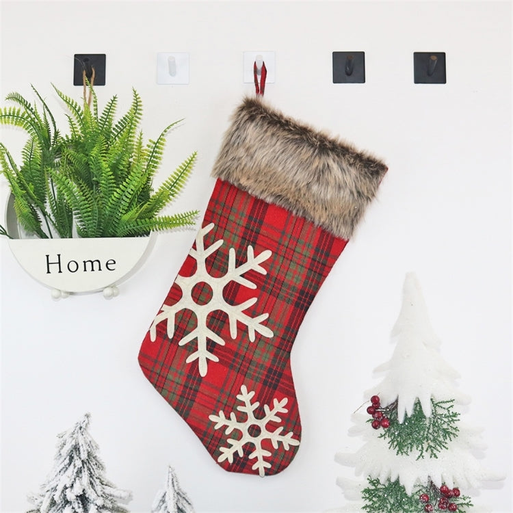 CX20202 Christmas Snowflake Plush Sock Gift Bag Christmas Tree Pendant Decoration by bashfashion