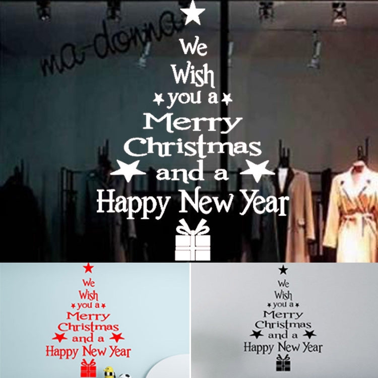 Blessing Christmas Tree Living Room Window Glass Door Removable Christmas Wall Sticker Decoration(White) by bashfashion