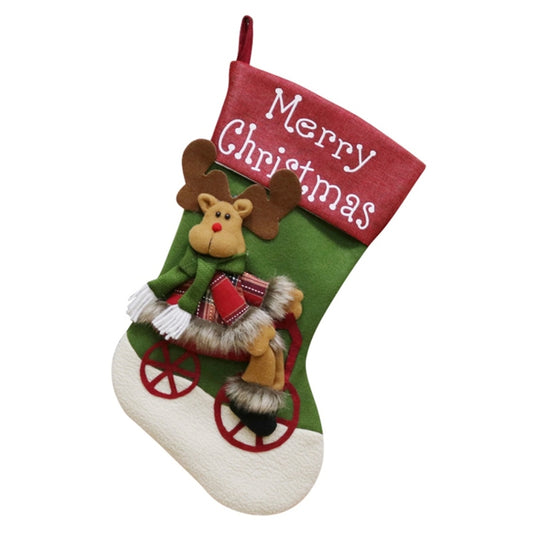 CX192019 Elk Pattern Christmas Sock Gift Bag Christmas Tree Pendant Decoration by bashfashion