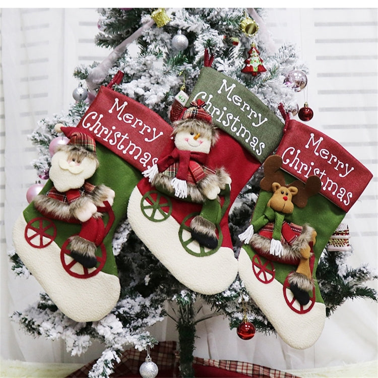 CX192019 Elk Pattern Christmas Sock Gift Bag Christmas Tree Pendant Decoration by bashfashion