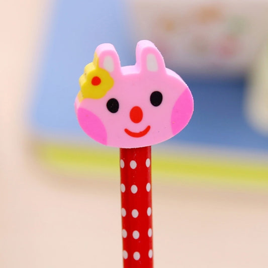 10pcs Creative Stationery Cartoon Animals Series Wooden HB Pencil with Eraser Children Pencils For Kids School Office Supply, Random Color Delivery by bashfashion