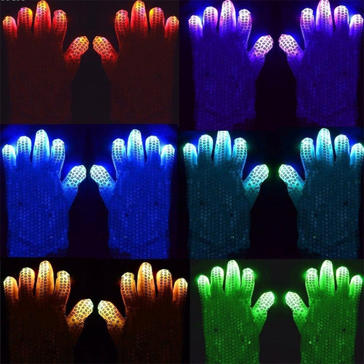 1 Pair Sequins Glowing Gloves LED Flash Gloves Dance and Party Supplies Halloween, Christmas and Other Festival Supplies by bashfashion