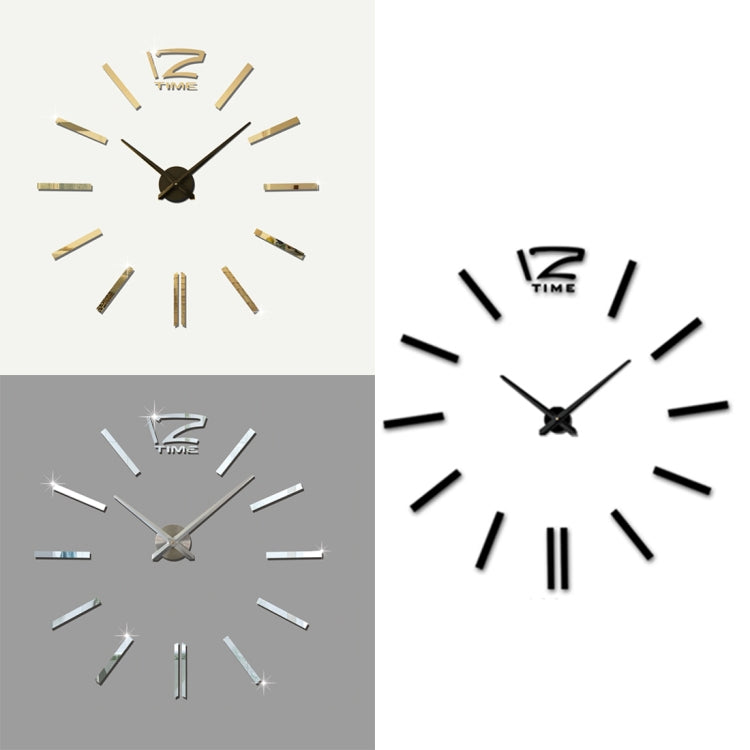 39 inch Bedroom Home Office Decoration Modern Frameless Large DIY 3D Mirror Wall Sticker Mute Clock(Silver) by bashfashion