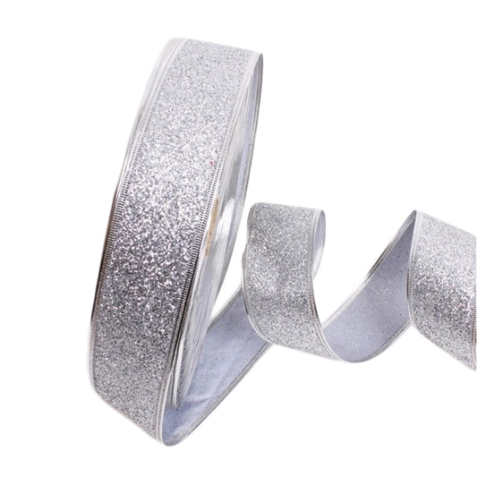 2m Christmas Party Decoration Glitter Powder Christmas Tree Decoration Ribbon(Silver) by bashfashion