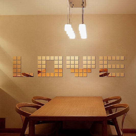 100 PCS Square Crystal Mosaic Mirror Acrylic Stereo Wall Stickers Creative Background Home Living Room Wall Sticker,Size:4*4cm(Gold) by bashfashion