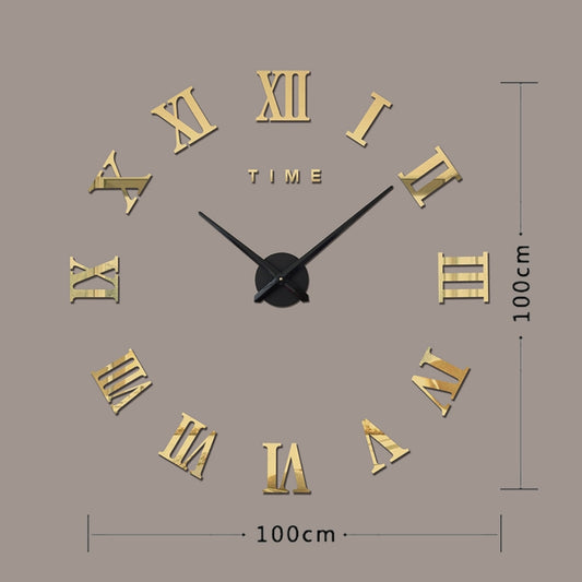 Bedroom Home Decoration Frameless Roman Numeral Large DIY Wall Sticker Mute Clock, Size: 100*100cm(Gold) by bashfashion