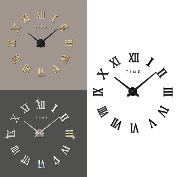 Bedroom Home Decoration Frameless Roman Numeral Large DIY Wall Sticker Mute Clock, Size: 100*100cm(Gold) by bashfashion