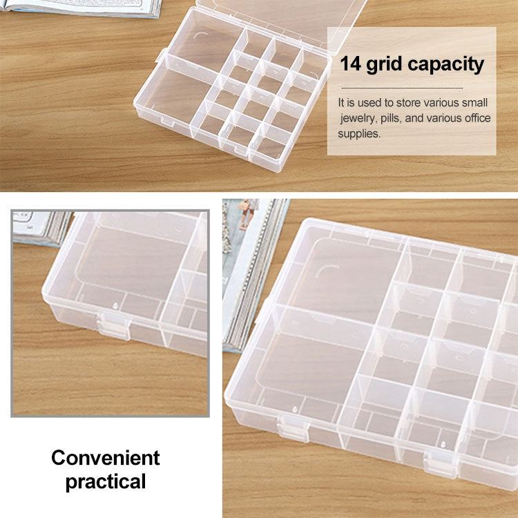 Plastic Organizer Container Storage Box 14 Slots Adjustable Divider Removable Grid Compartment for Jewelry Earring Fishing Hook Small Accessories by bashfashion