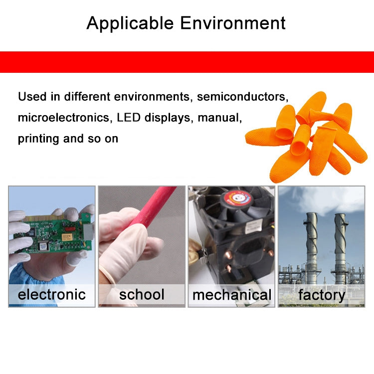 100pcs / Pack Antistatic Antislip Durable Fingertips Latex Protective Gloves, Size: M, 2.6*6.3cm(Orange) by bashfashion