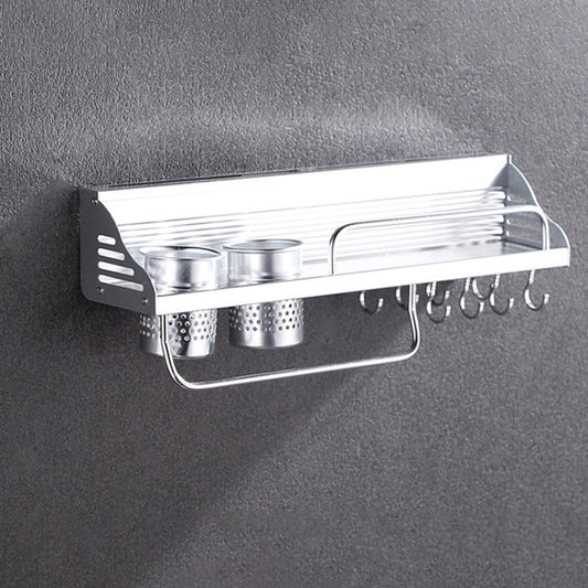 50cm 2 Cups 8 Hooks Multi-function Kitchen Punching Wall-mounted Plastic Edge Condiment Storage Rack by bashfashion