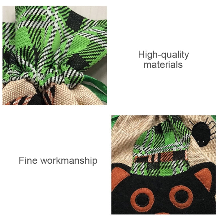 Black Cat Pattern Halloween Decorations Creative Cartoon Candy Gifts Kids Drawstring Tote Bag by bashfashion