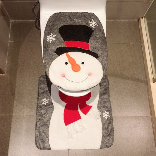 2 in 1 Snowman Christmas Decoration Toilet Set by bashfashion