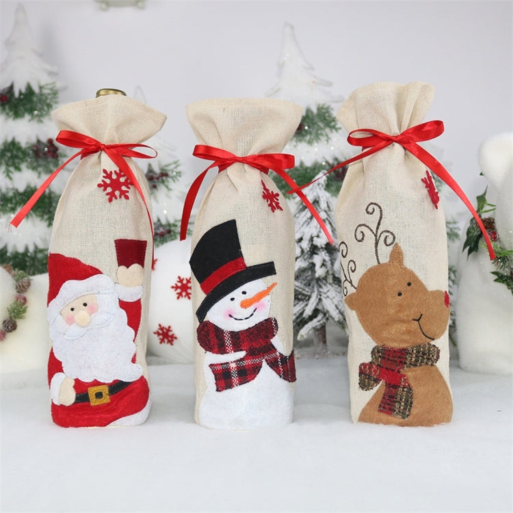 2 PCS CX20216 Elk Pattern Wine Bottle Bag Christmas Decoration by bashfashion