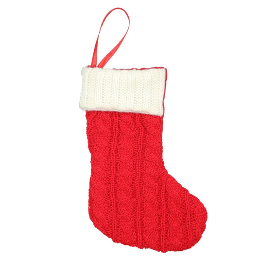 2 PCS CX20220 Christmas Wool Knitting Sock Gift Bag Christmas Tree Pendant Decoration(Red) by bashfashion