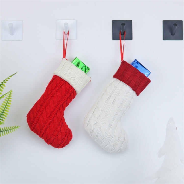 2 PCS CX20220 Christmas Wool Knitting Sock Gift Bag Christmas Tree Pendant Decoration(Red) by bashfashion
