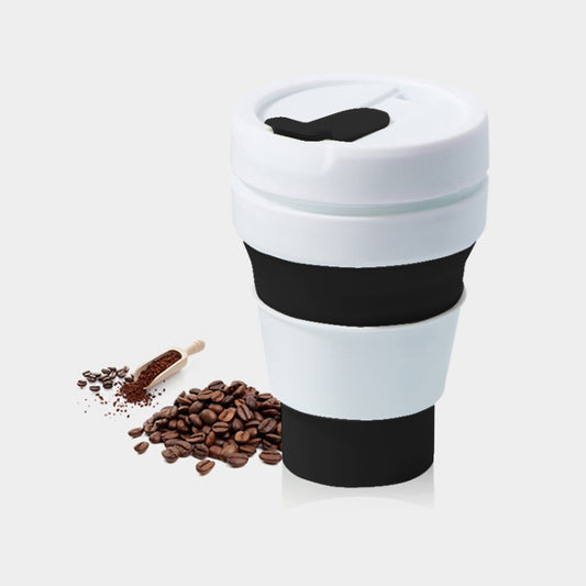 350ml Outdoor Pocket-Sized Coffee Tea Collapsible Travel Mug Silicone Cup with Lid(Black) by bashfashion