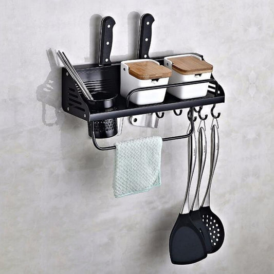 A Version 40cm 1 Cup Kitchen Multi-function Wall-mounted Condiment Storage Rack(Black) by bashfashion