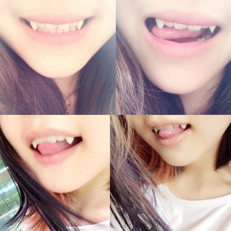 1 Pair 17mm Halloween Party Dentures Props Vampire Zombie Devil Fangs Teeth by bashfashion