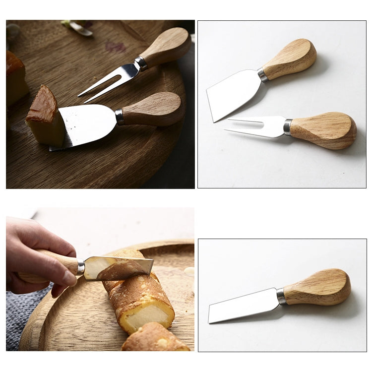 kn603 4 in 1 Wooden Handle Stainless Steel Cheese Knife Baking Tool Set by bashfashion