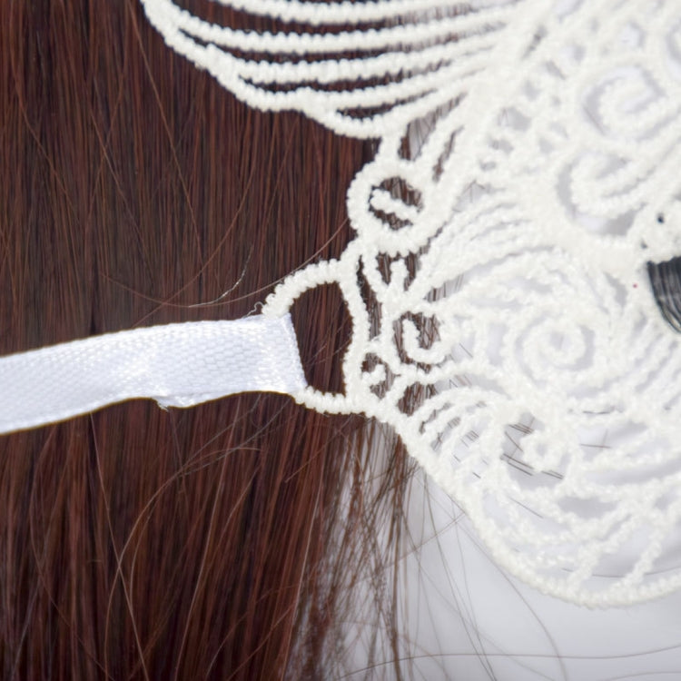 Halloween Masquerade Party Dance Sexy Lady Lace Cat King Mask(White) by bashfashion