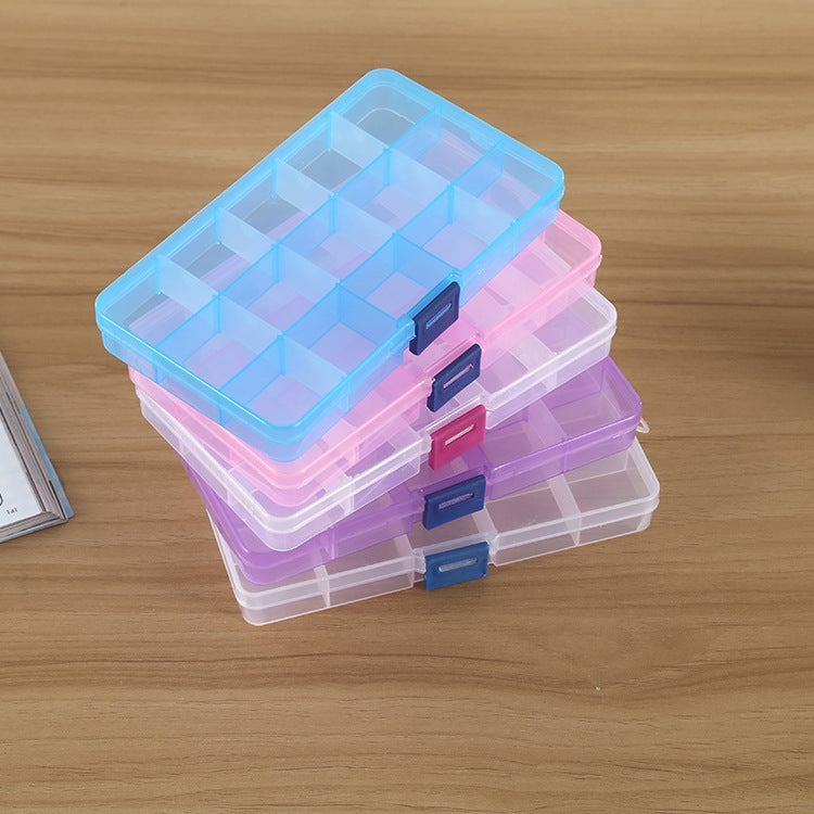 Removable Grid Plastic 15 Slots Box Organizer for Jewelry Earring Fishing Hook Small Accessories(Purple+Blue) by bashfashion