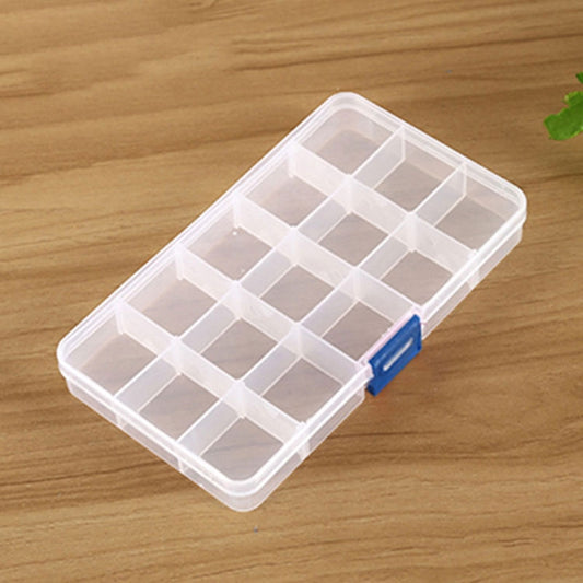 Removable Grid Plastic 15 Slots Box Organizer for Jewelry Earring Fishing Hook Small Accessories(White+Blue) by bashfashion