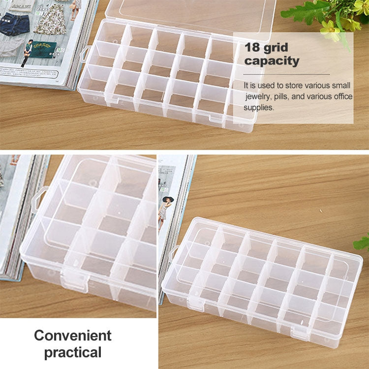 Plastic Organizer Container Storage Box 18 Slots Removable Grid Compartment for Jewelry Earring Fishing Hook Small Accessories by bashfashion