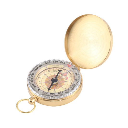 Portable Brass Pocket Camping Hiking Golden Luminous Display Compass Navigation Outdoor Activities Pointing Guide by bashfashion