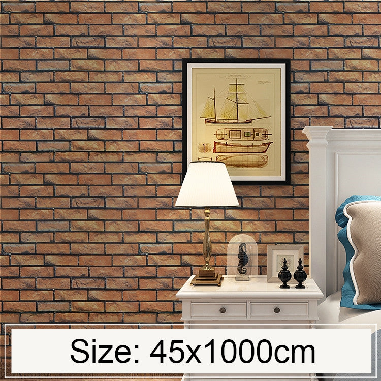 Horizontal Brick Creative 3D Stone Brick Decoration Wallpaper Stickers Bedroom Living Room Wall Waterproof Wallpaper Roll, Size: 45 x 1000cm by bashfashion
