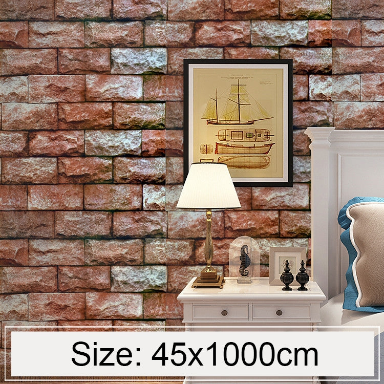 Qi Yunshi Creative 3D Stone Brick Decoration Wallpaper Stickers Bedroom Living Room Wall Waterproof Wallpaper Roll, Size: 45 x 1000cm by bashfashion