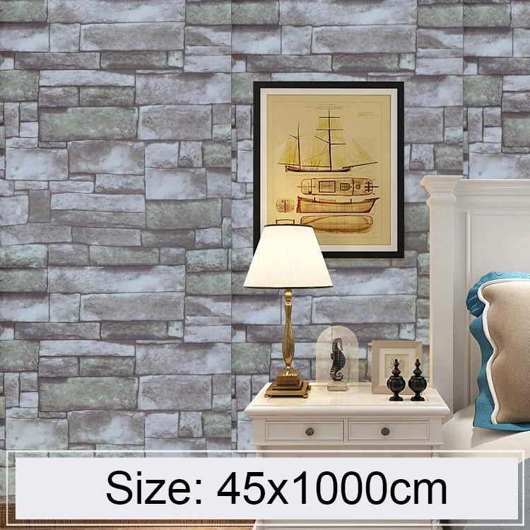 Qingshi Creative 3D Stone Brick Decoration Wallpaper Stickers Bedroom Living Room Wall Waterproof Wallpaper Roll, Size: 45 x 1000cm by bashfashion