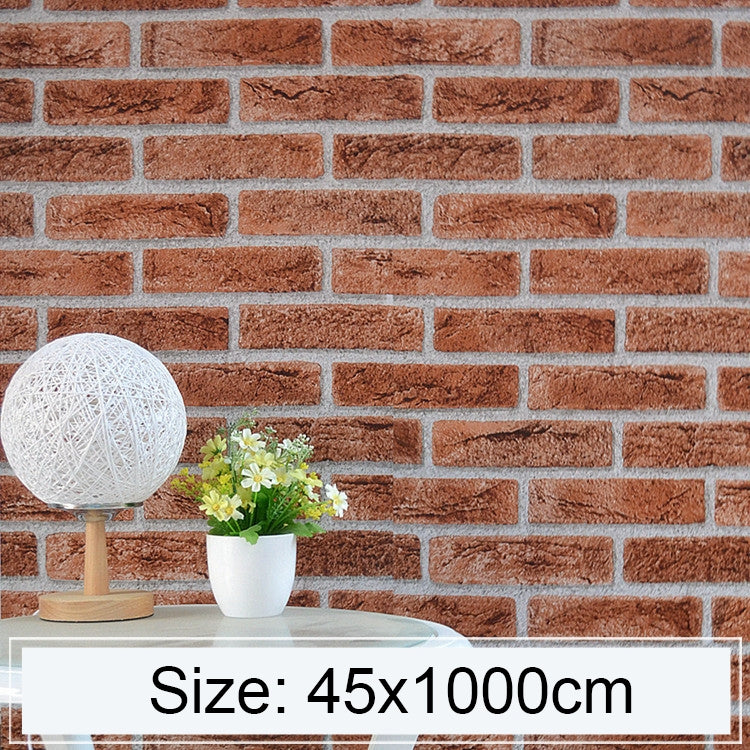 Iron Phosphate Creative 3D Stone Brick Decoration Wallpaper Stickers Bedroom Living Room Wall Waterproof Wallpaper Roll, Size: 45 x 1000cm by bashfashion
