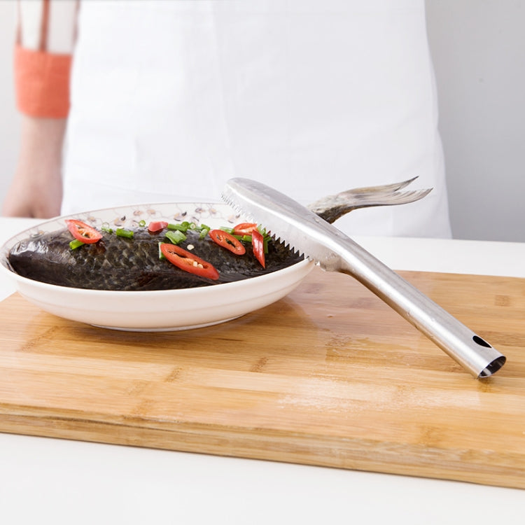 Kitchen Essential Stainless Steel Bidirectional Sawtooth Fish Scraper Fish Scale Planing Knife by bashfashion