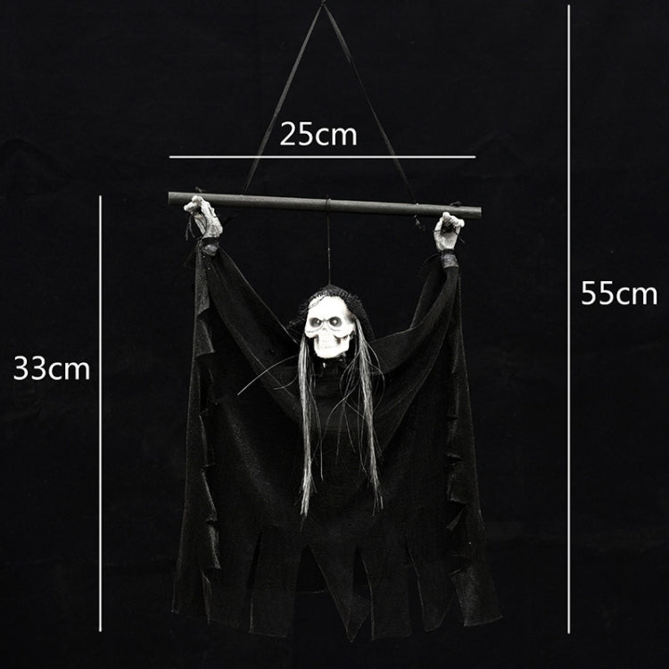 Halloween Electric Luminous Skeleton Hanging Head Induction Props Haunted House Decorations Toys by bashfashion
