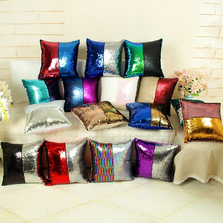 DIY Two Tone Glitter Sequins Throw Pillow Case Reversible Sequin Magical Color Changing Pillow Cover, Size: 40*40cm(White+Black) by bashfashion