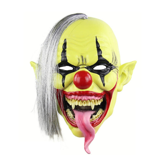 Halloween Festival Party Latex Green Face Clown Frightened Mask, with Hair by bashfashion