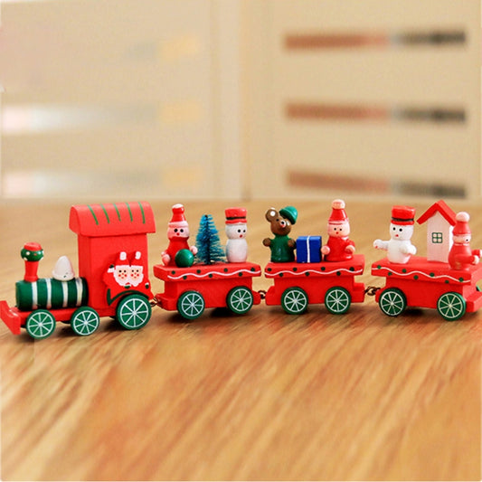 Christmas Dinner Table Decoration, Wooden Trains Children Kindergarten Christmas Decoration Ornaments Gifts (Red) by bashfashion