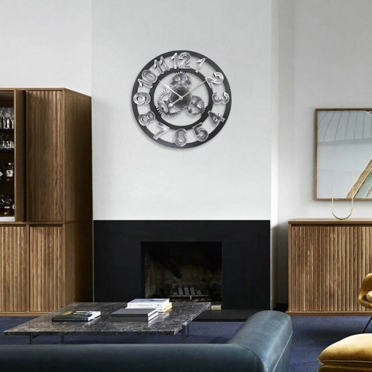 Retro Wooden Round Single-sided Gear Clock Arabic Number Wall Clock, Diameter: 30cm (Gold) by bashfashion