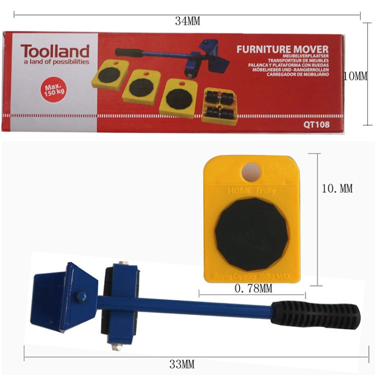 Heavy Furniture Home Trolley Lift And Move Slides Kit 4 Rollers & Furniture Lifter Mover Transport Set(Red) by bashfashion