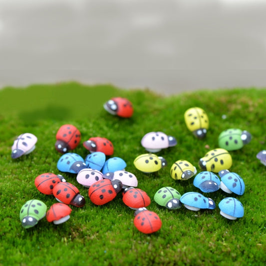 50pcs Mixed Color Wooden Cabochons Ladybug for Decoration Wood Ladybug Decoration Crafts Micro-landscape Ornaments Accessories Multi-meat Ornaments by bashfashion